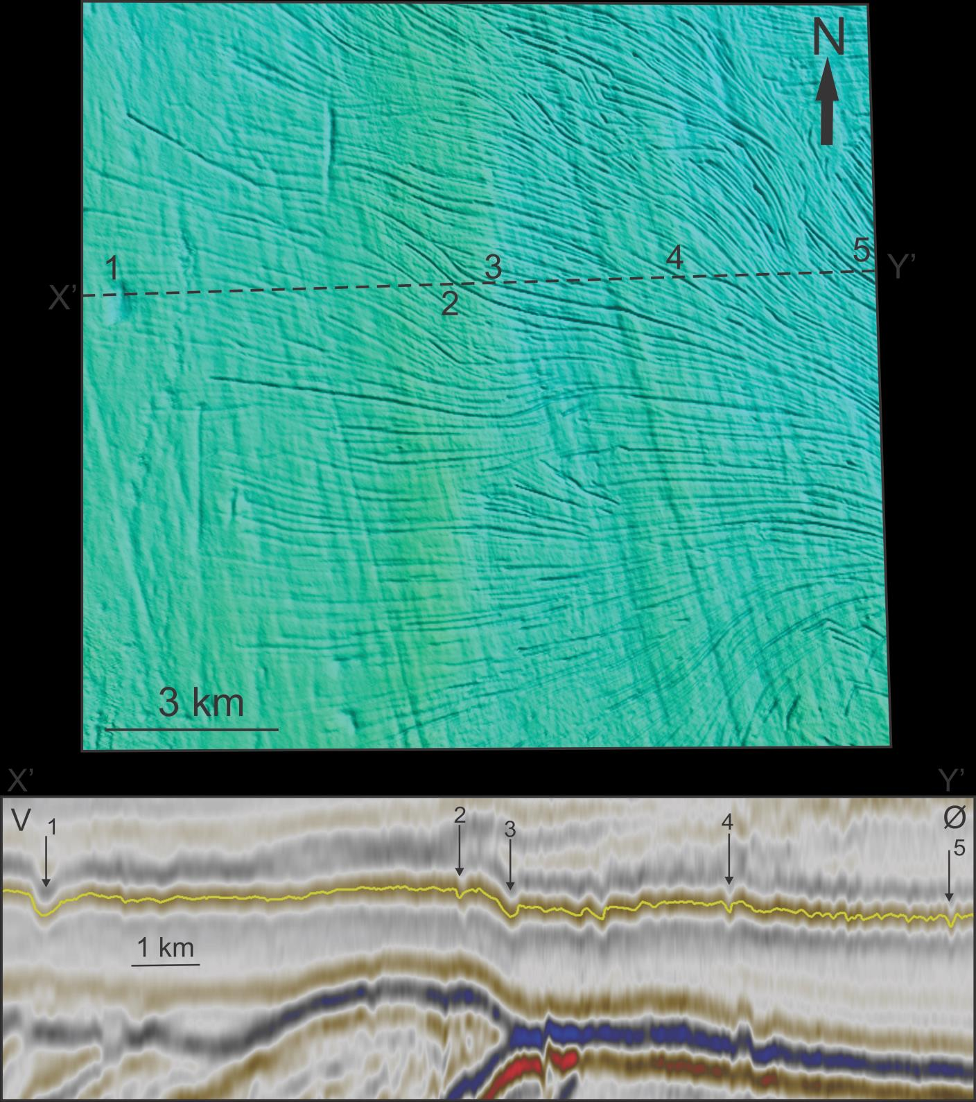 Kapittel 4 Resultater Fig. 4.15c: Over: Forstørret utsnitt fra R2-flaten.