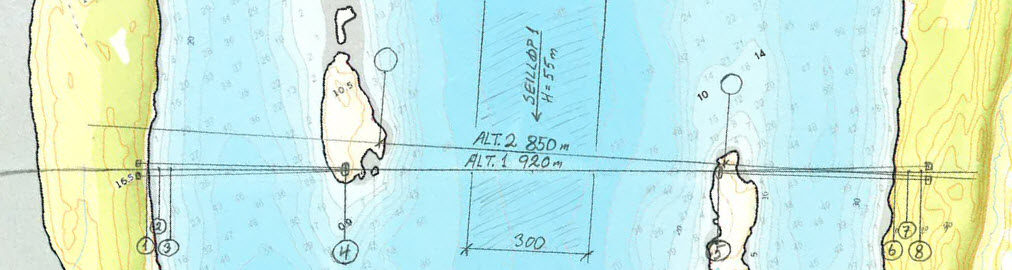 1 Bru over Alstadhaugfjorden (Seilløp 1) Det er her vurdert at den mest aktuelle brukryssingen av Alstahaugfjorden går fra Skjeggesnesåsen over Kårholmen og Søre Sørøyholmen til Sørøya (del av Altra).