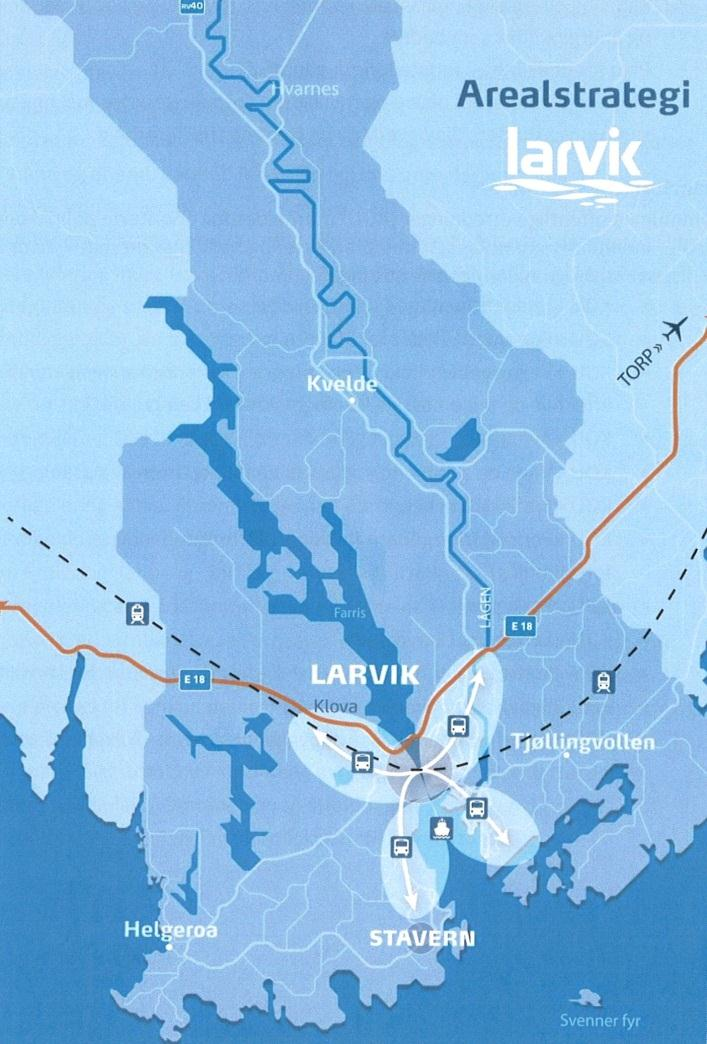 6 VIKTIGE LOKALE FØRINGER FOR DENNE RULLERINGEN Kommunal planstrategi Oppstart av rullering av kommunedelplan for Larvik by er forankret i kommunal planstrategi, som ble vedtatt i kommunestyret 12.