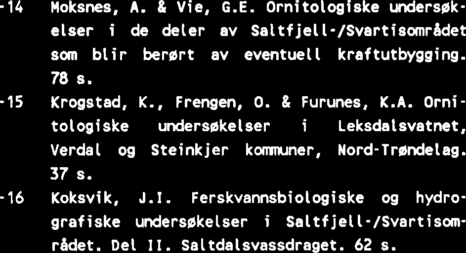 Ornitologiske undersskelser i Eidsbotn, Levangersundet og Alfnesf jara, Levanger komnune, Nord-Trmdelag. 41 s. -9 Langeland, A., Jensen, A.J., Reinertsen, H. & Aagaard, K.