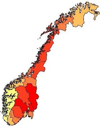 ELG HJORT RÅDYR Høyest i Hedmark (361), Buskerud