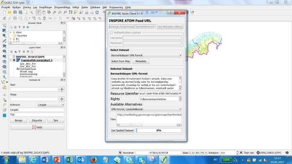 liste over alle wms registrert i Geonorge QGIS