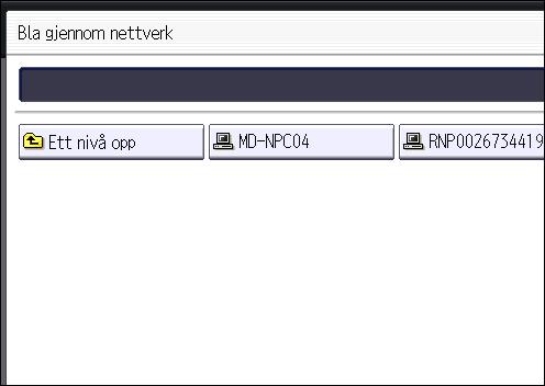 Hvis formatet for den angitte banen ikke er riktig, vil en melding vises. Trykk på [Avsl.], og angi banen på nytt. Finne SMB-mappen ved å bla gjennom nettverket 1. Trykk på [Bla gjen. nettverk].