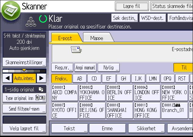 Grunnleggende fremgangsmåte for sending av skannede filer via e-post 5. Hvis nødvendig, angi skannerinnstillingene i henhold til originalene som skal skannes.