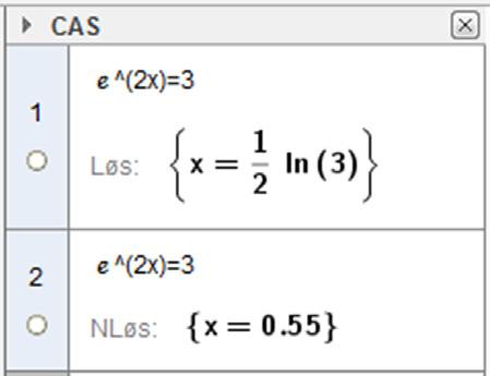 vi regne ut f(3) for m = 2. Vi bruker verktøyknappen. Vi klikker på.