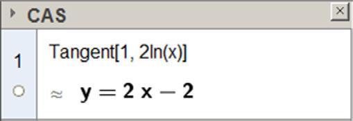 Tangent[<x-verdi>, <Funksjon>] for å bestemme likningen for