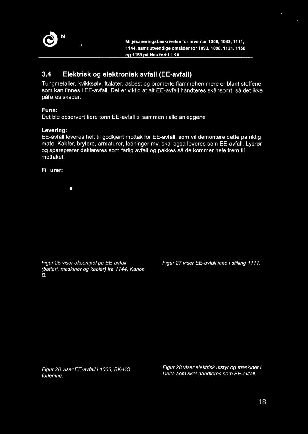 Det er viktig at alt EE-avfall håndteres skånsomt, så det ikke påføres skader. Funn: Det ble observert flere tonn EE-avfall til sammen i alle anleggene.