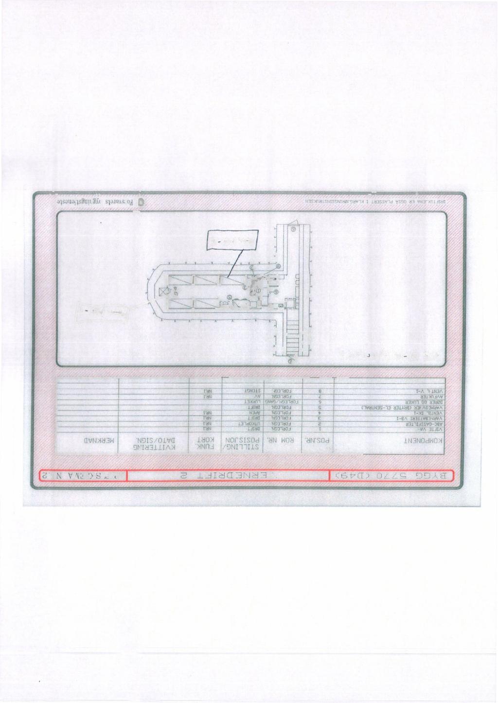 BY(G 5770 <1)49), ERNEDRIFT 2 DRIFTSKJEMA NR.2,. KOMPONENT STILLING/I FUNK. POS.NR. ROM NR. POSISJON KORT KVITTERING DATO/SIGN.