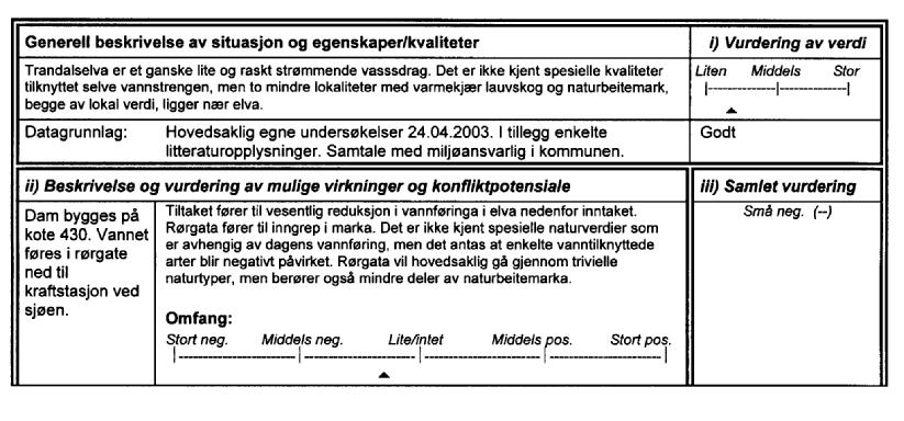 7. Sammenstilling Et eksempel på sammenstilling av resultatene fra en biologisk