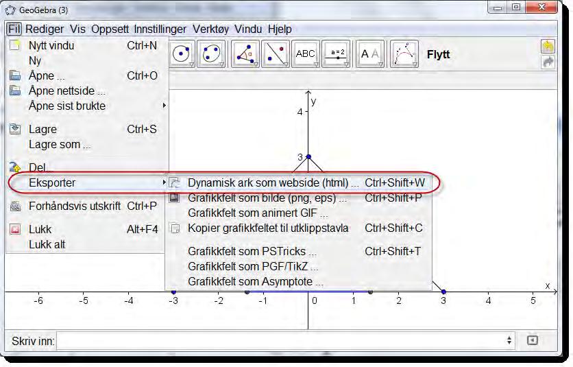 14 Dynamisk ark som webside i GeoGebra 14.1 Lage interaktiv nettside Det er ikke alltid vi vil at elevene skal lage alt fra grunnen av når vi jobber med GeoGebra.