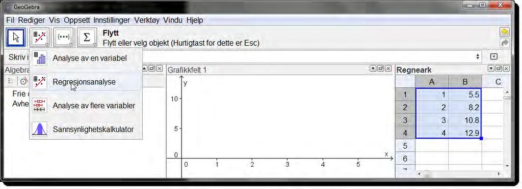 alternativ. Vi ser da at y = 2,48x + 3,15.