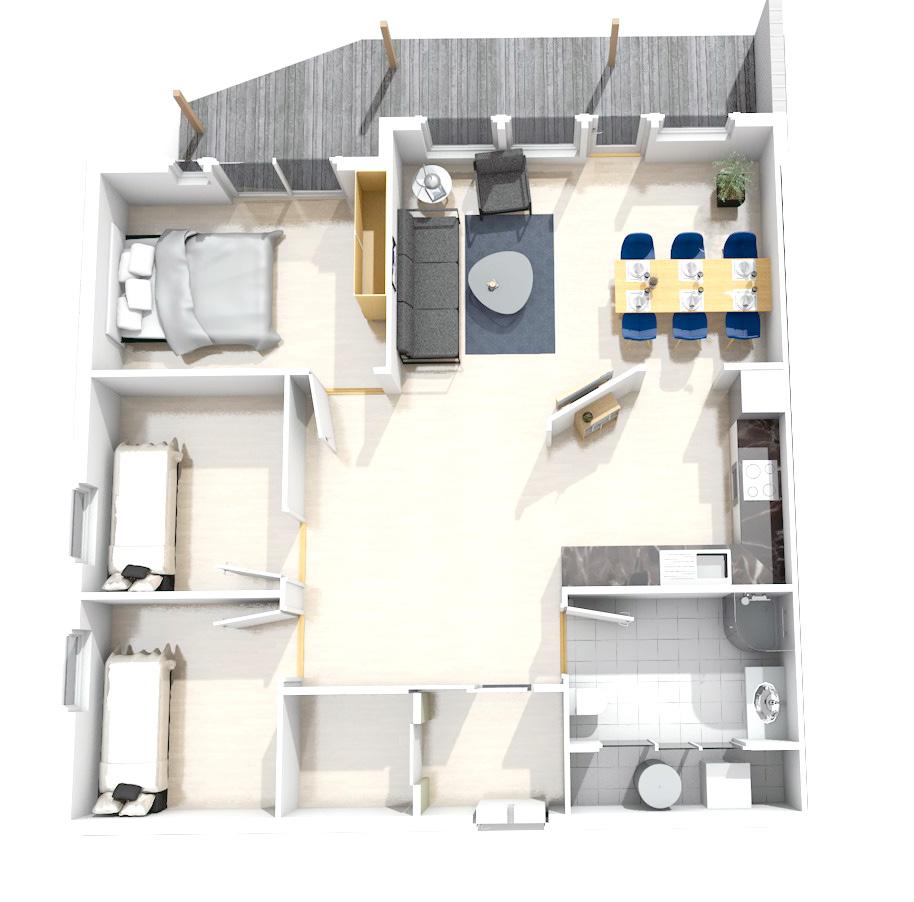 Leilighet 3 og 6 terrasse 16,9 m² 12,2 m² Stue, kjøkken, gang 45,4 m²