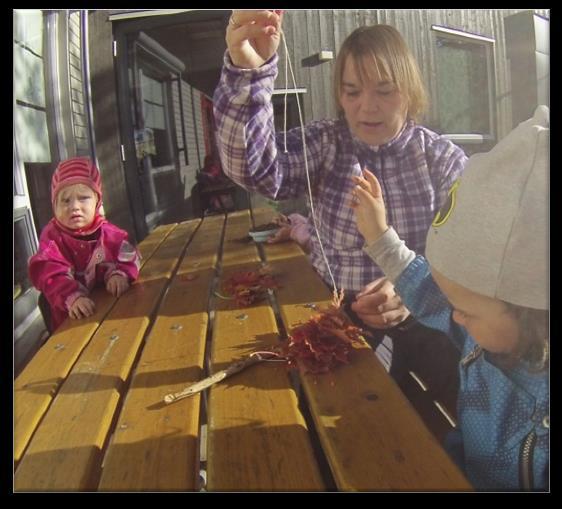 FOSSEN Denne måneden har Fossen hatt fokus på haust og kva som finnes i naturen. Kva kan me gjere med kongler? Kva skjer med naturen om hausten? Kor skjøre er blada som har falt ned frå trea?