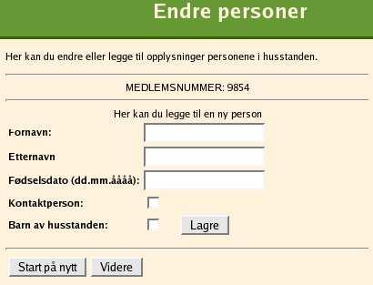 Figur 4.6: Skjermbildet for registrering av personer 4.3.1.