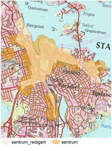 Sentrumssone Detaljeringsgraden skal være størst i sentrumssonene. Her skal både enkeltobjekter og et sammenhengende veinett kartlegges.