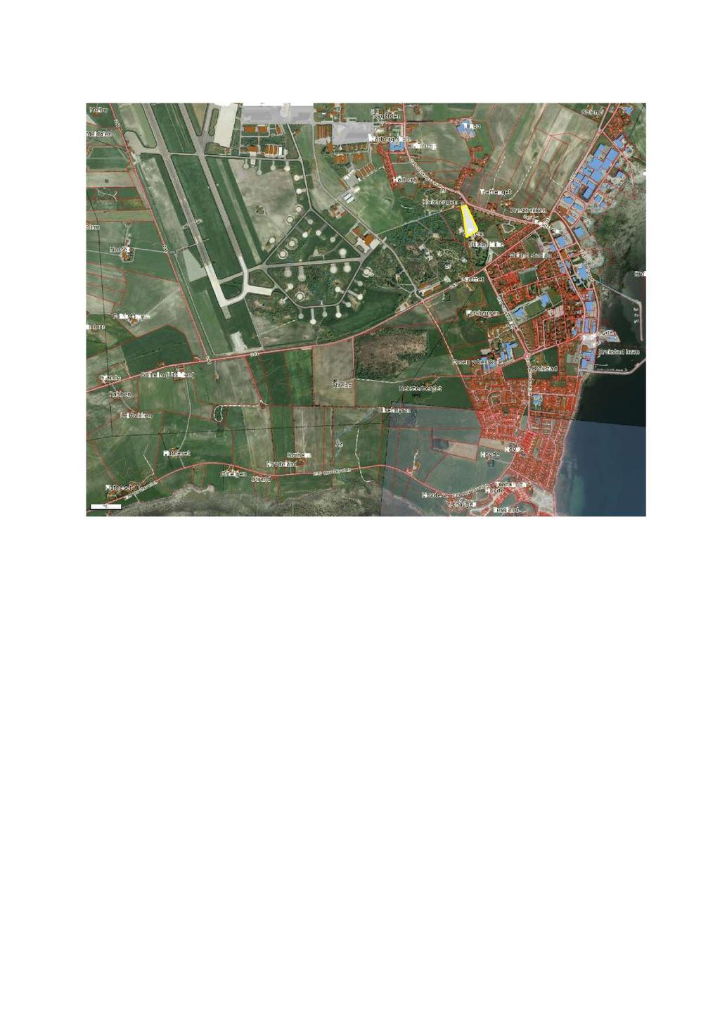 Side 3 av 12 Figur 1 Satellittbilde over Brekstad med inntegning av planlagt område for utvidelse av kirkegård nord for Ørland kirke.