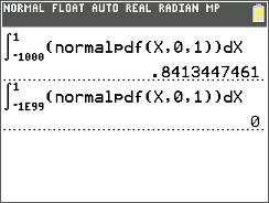 2 normalcdf( - cumulative distribution function Ok nå skal vi sjekke ut normalcdf( funksjonen i menyen til fordelingene. Trykk 2ND DISTR og velg normalcdf( fra menyen.