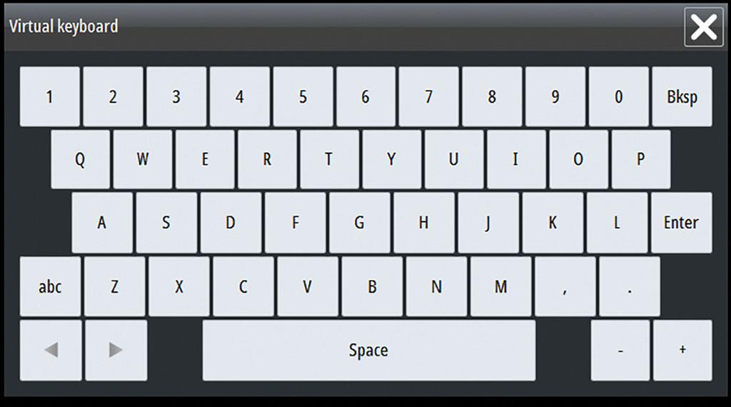 Skjermtastatur Det vises som standard et virtuelt tastatur når det er nødvendig å angi brukerinformasjon i dialogbokser.
