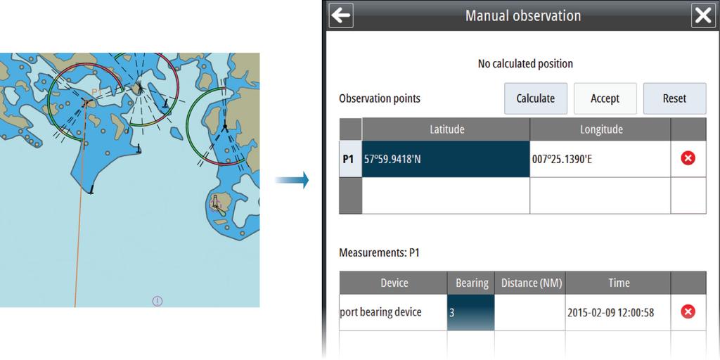 Datum transformation (Datumoverføring) Denne funksjonen brukes til å konvertere posisjonsinformasjon fra det aktive datasettformatet til et valgt måldataformat.