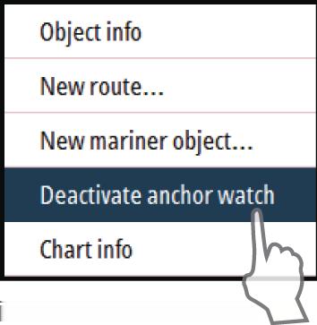 Slå av ankervakt Hvis du vil deaktivere ankervaktfunksjonen, høyreklikker du på kartet og velger