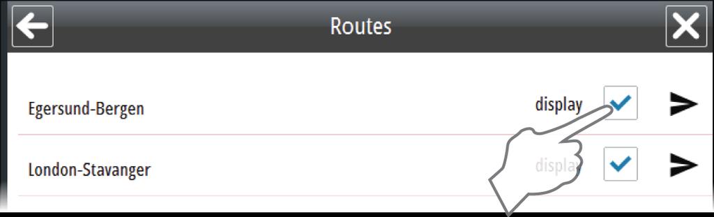 velge alternativet Add new route (Legg til ny rute) fra listen Routes (Ruter). 2. Skriv inn navnet på den nye ruten, og bekreft valget. - Dialogboksen Route Edit (Rediger rute) vises. 3.