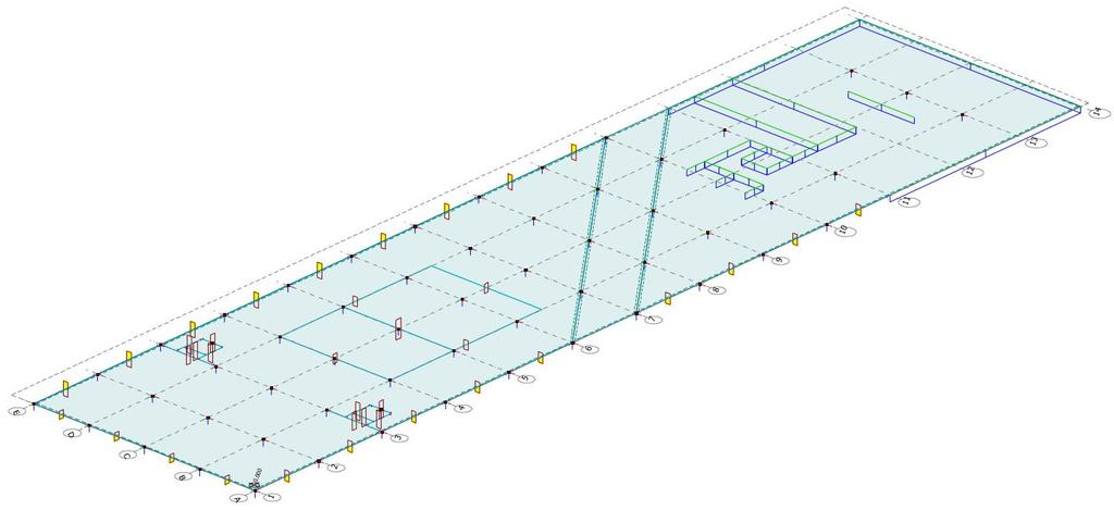 Masteroppgave 14 Figur 3..4: Fundamentplan eksisterende situasjon modellert i FEM-Design.