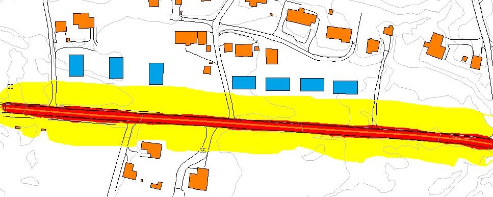 støysone Rød støysone Område: Bybrua Eks. bygning Veg Kommune: Utarbeidet: Gjøvik Kommune 11.02.2016 Ny bygning Høydekoter Kart 2.