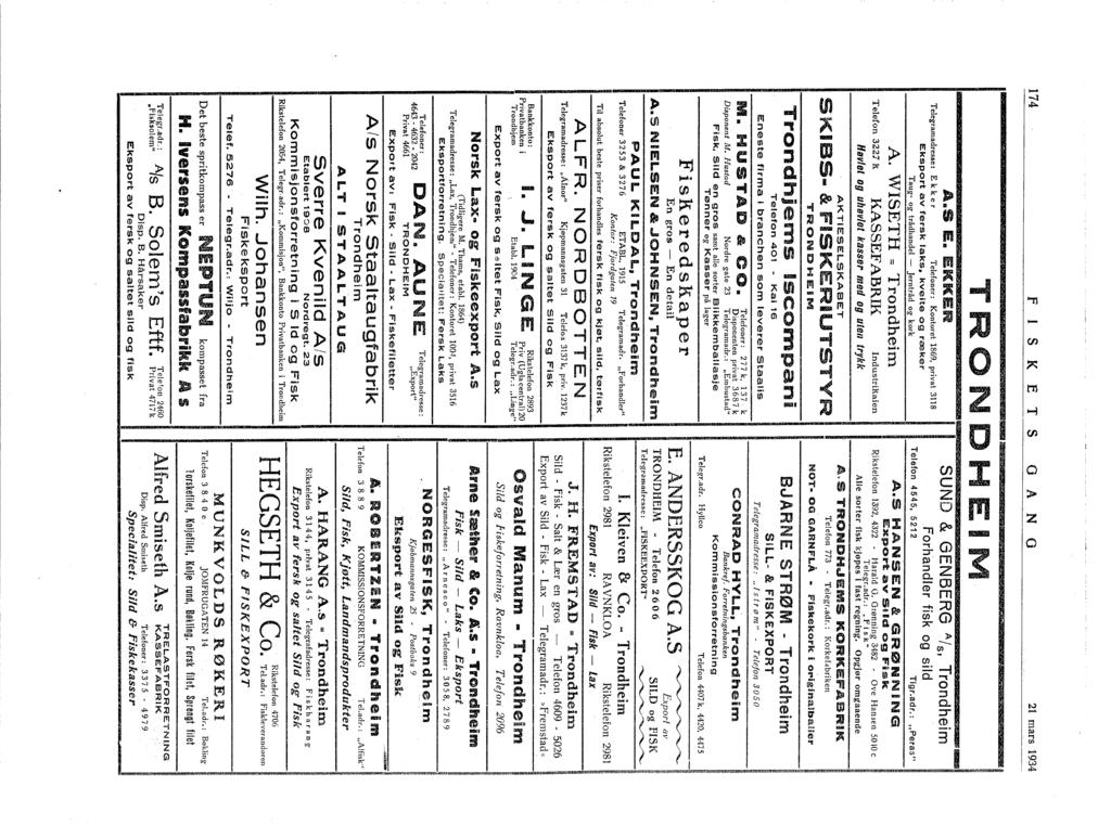 Telegr.adr.: Telefon _. 74 f S K E T S o A N O 2 mars 934 T O D H E... AliS Eli EKKER SUND & GENBERG Als, Trondheim TeJegramadresse: E kk e r Telefoner: Kontoret 869, privat 38 Eksport av fersk laks.