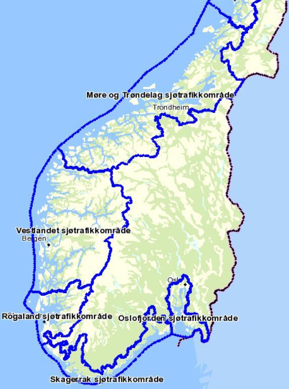 Kvalifikasjonsgrunnlag vedlegg 1 1 Sjøtrafikkavdelinger (områder) Landet skal deles inn i syv områder, likt dagens sjøtrafikkavdelinger.