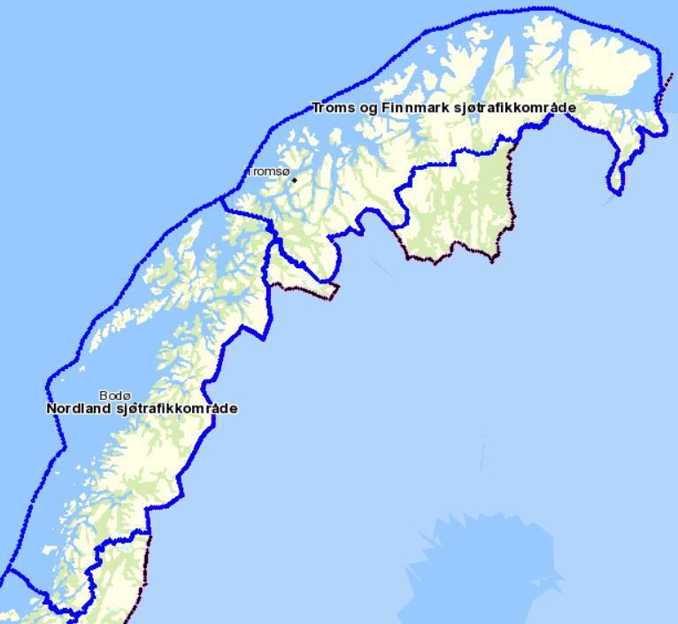Sjøtrafikkområder Nord-Norge 2 Beskrivelse av områdene Antall losoppdrag er basert på ett års (kalenderåret 2013) innsamling fra Njord-databasen, og er 43518 for hele Norge, herav er rundt 39000