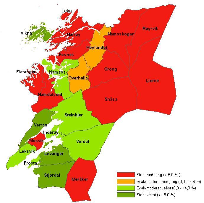 6 (63) Innenfr de såkalte krridrkmmunene 1, dvs. kmmunene på aksen Trndheim Steinkjer br det m lag 270 000 persner pr. 2010.