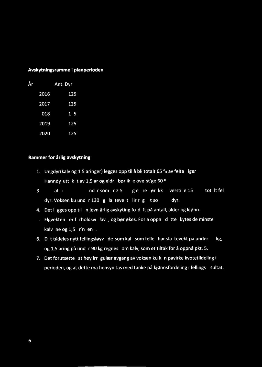 3. Avskytning 3. 1. Avskytningsplan 1\f«'.. Avskytningsramme i planperioden År Ant.