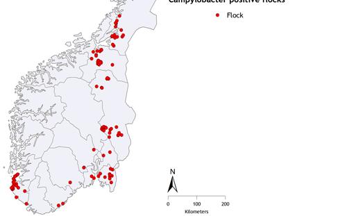 Andel (%) positive flokker/prøver 16 14 12 10 8 6 4 2 0 2001 2002 2003 2004 2005 2006 2007 2008 2009 2010 2011 Mai Jun Jul Aug Sep Okt Figur 2.