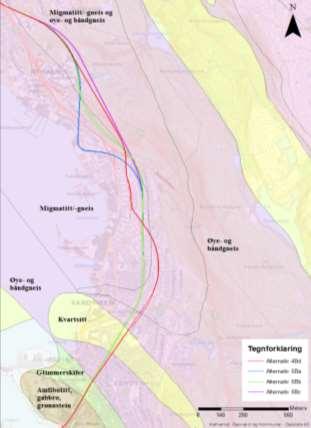 Geologi og grunnforhold Sandviken-NHH Grunnforholdene for området er preget av bergarter dannet under den kaledonske fjellkjedefoldingen kjent som Bergensfeltet (Bergensbuene).