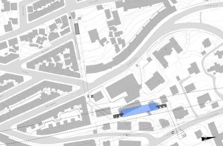 Plassering og utforming holdeplass Holdeplass i dagen ved Sandbrogaten, Sandviken Brygge og NHH Holdeplass i fjell ved NLA, med adkomst via rampe i kulvert til Sandviksveien (ved Søndre Almenningen),