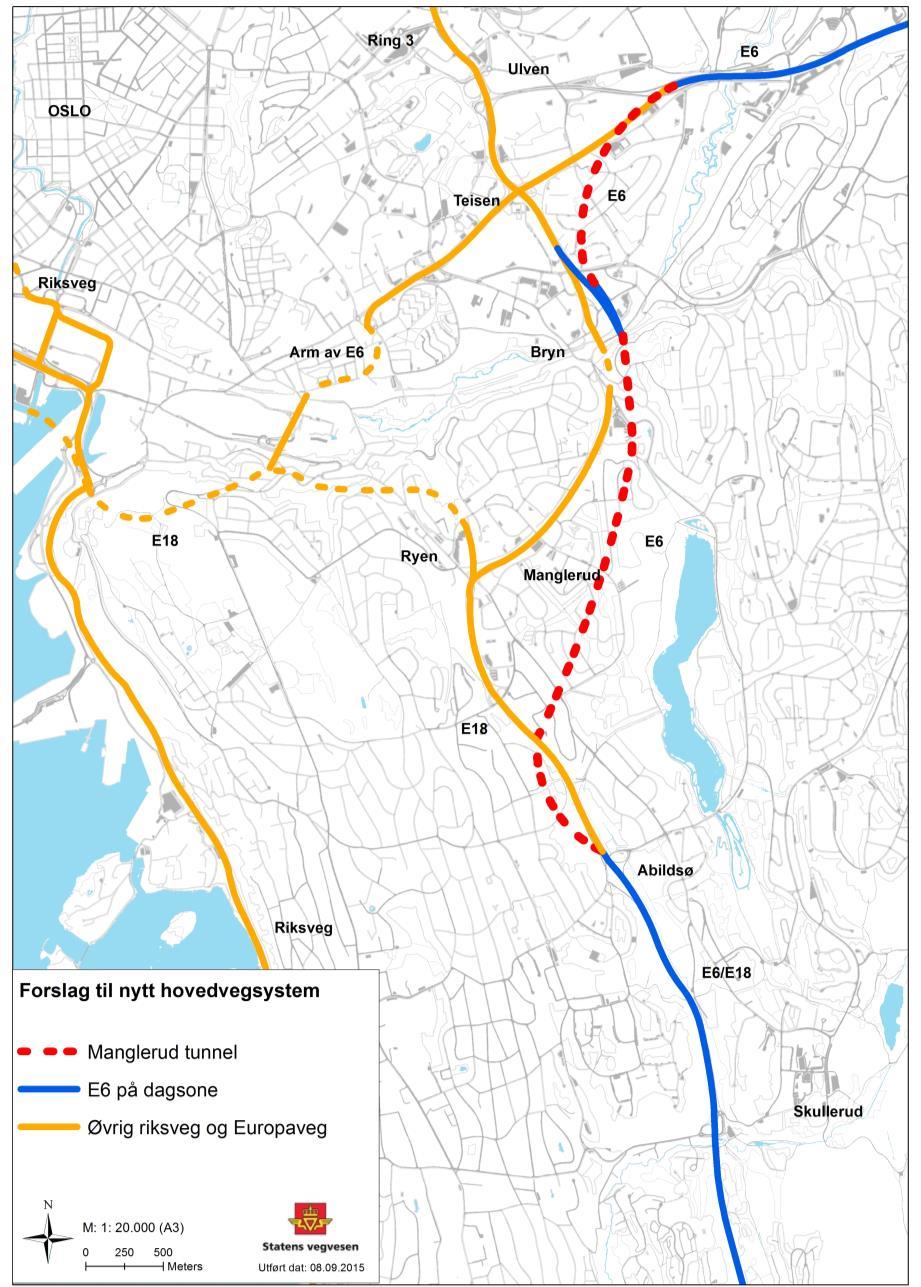 1.9. Tunnelutforming I E6 Manglerudprosjektet er detr to tunnelstrekninger, som til sammen tilsvarer omtrent 4,5 km. Den første strekningen er fra Abildsø til Bryn/Teisen.