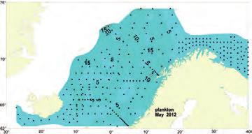 Plankton Dyreplankton i Norskehavet Nedgangen i mengden dyreplankton i Norskehavet har flatet ut etter 9, og de siste årene har det vært en tendens til at mengden øker.