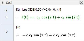 d Den generelle løsningen av differensiallikningen i oppgave b er yt ( ) = ccos,t+ csin,t. Vi antar at klossen i dette forsøket også ble sluppet i ro. Altså er y () =.