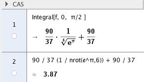 c π π 5π x,, π,, π,,π Vi finner topp- og bunnpunkt på grafen med kommandoen Ekstremalpunkt [<Funksjon>, <Start>, <Slutt>].