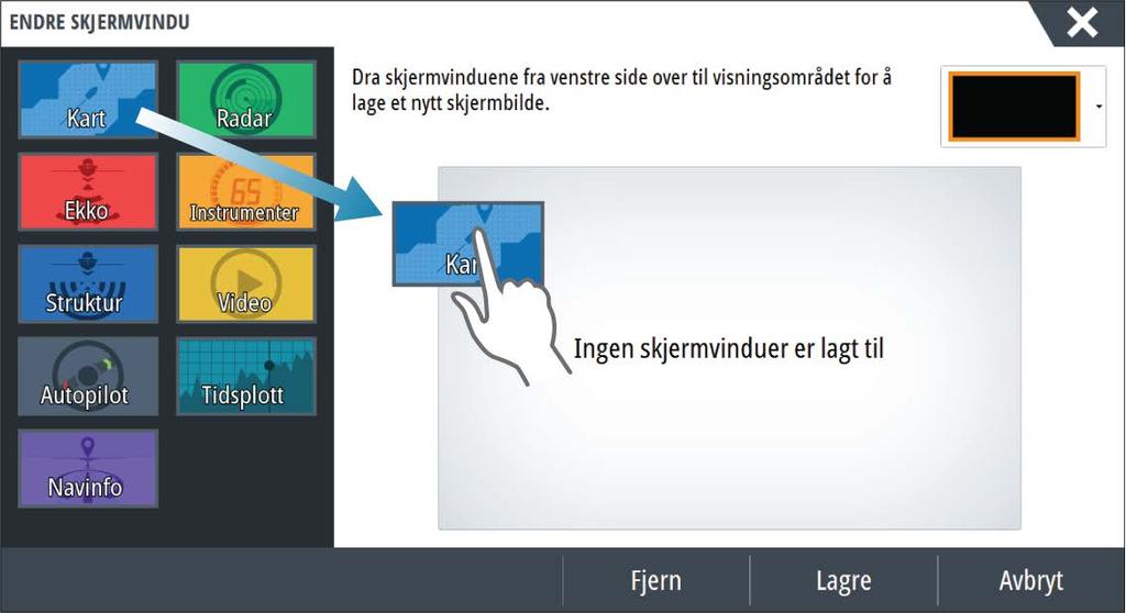 Redigere favoritt-skjermvinduer 1.