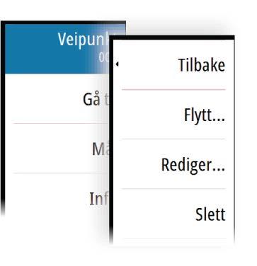 5 Veipunkter, Ruter og Spor Veipunkt Et veipunkt er et brukergenerert merke som er plassert på et kart, et radarbilde eller på ekkoloddbildet.