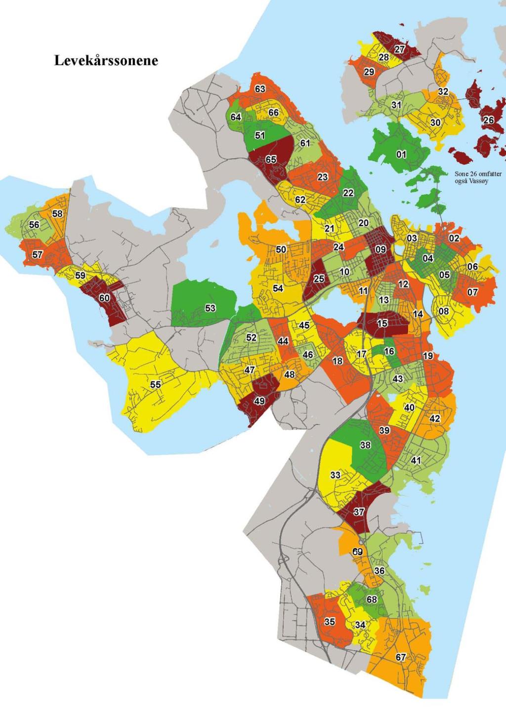 Levekårssonene Levekårssonene må avdekke levekårsforskjeller på lavt nivå. være store nok til å få fram statistisk holdbare resultater.