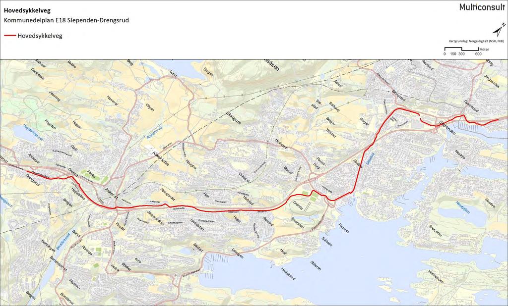 Statens vegvesen Region øst 2 Tiltaket Figur 2-7: Trasé for hovedsykkelveg,