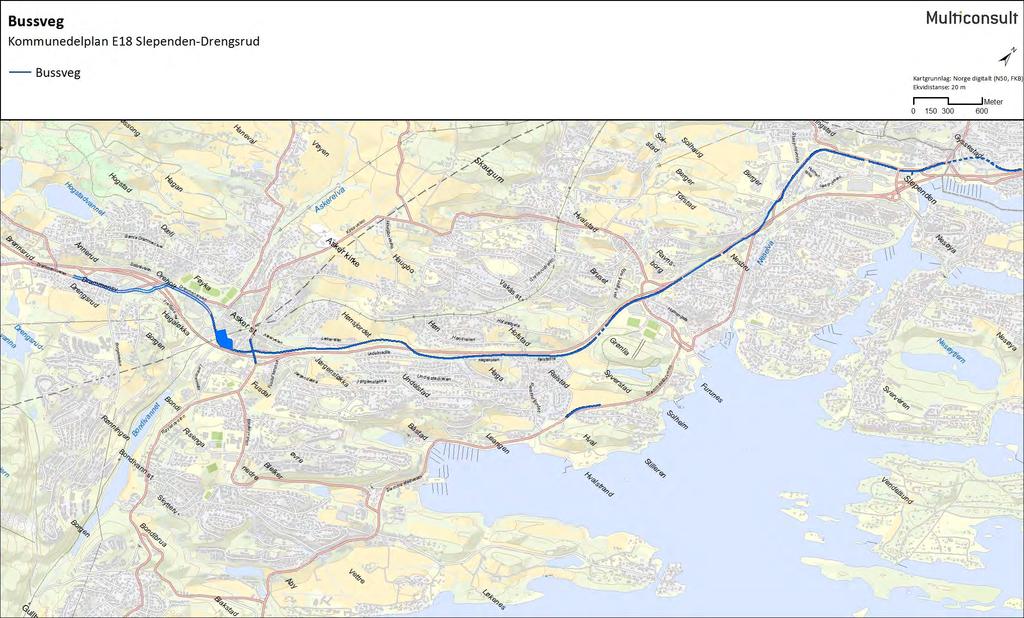 Statens vegvesen Region øst 2 Tiltaket Figur 2-8: Trasé for bussveg, vist med