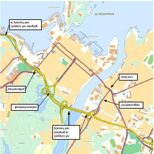 Beredskapsplan Del 2 Spesiell del Vedlegg 1: Omkjøringsruter Omkjøring ved hendelser vil normalt gå via Kristiansand sentrum.