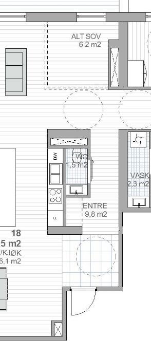 Fig. 8 Eksempler på planløsninger med rundgang. Til høyre: utformingen av svalgangen gir mindre innsyn, er gunstig for lyd og dagslys til leilighetene. Fig.