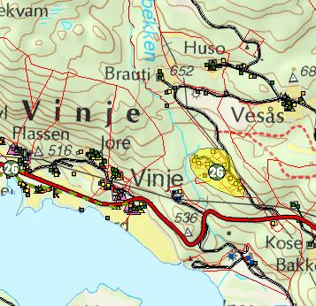 Område, Gnr / bnr: Vinje skulekrins Område nr: 26