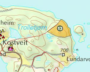 Område, Gnr / bnr: Lundarvollen, Kostveit, 50/4 Område nr: 13