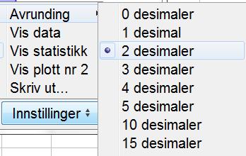 Reisetidene er: 42, 24, 39, 22, 45, 44, 16, 76, 31, 36, 32, 39, 47, 16, 30, 40, 32, 23, 41, 45, 37, 41, 20 Velg Vis Regneark og legg inn reisetidene i minutter i kolonne A.