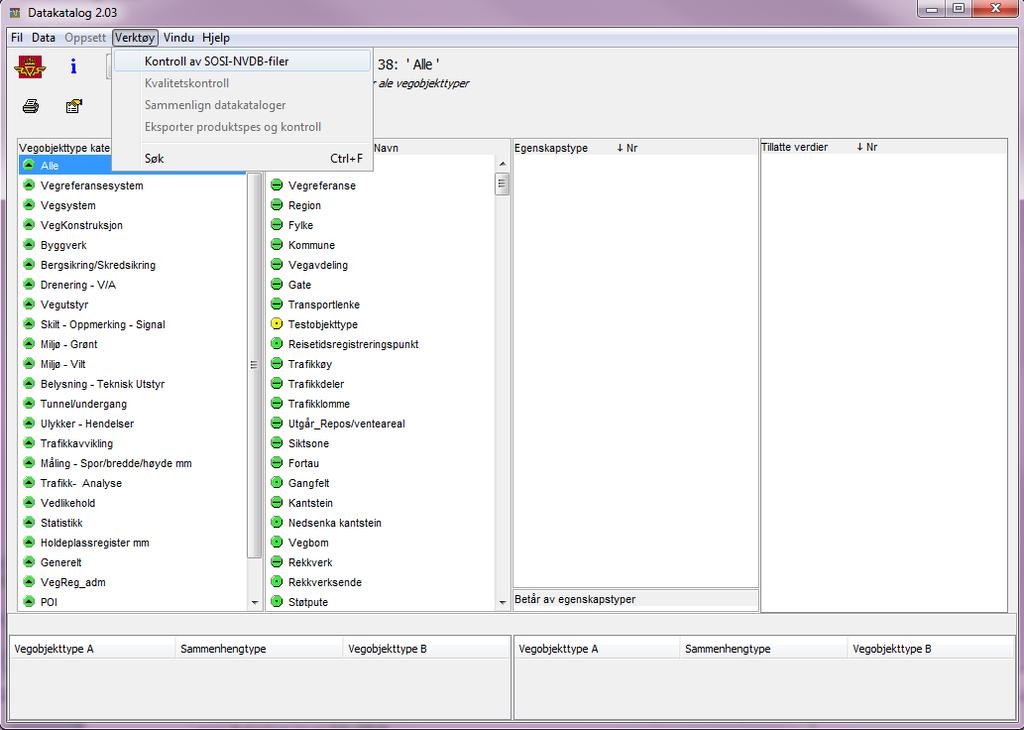 5.4 SOSI-NVDB-kontroll For å kontrollere innholdet i NVDB-data kan det kjøres SOSI-NVDB-kontroll fra Datakatalogen Figur 13 Kontroll av SOSI-NVDB-filer